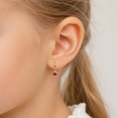 Zlaté náušničky s růžovými zirkony HELN-120Z1