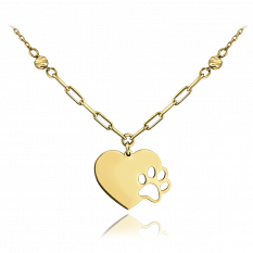 MINET Zlatý náhrdelník srdce s tlapkou JMG0105WGN45