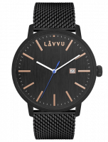 Černé pánské hodinky LAVVU COPENHAGEN MESH LWM0179