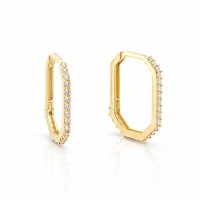 Elegantní zlaté náušnice s třpytivými kameny KLON-185Z