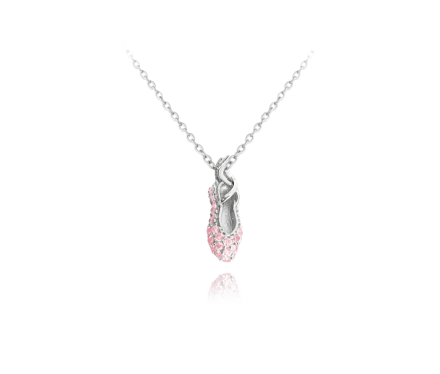 Stříbrný náhrdelník MINET BALETNÍ PIŠKOT s růžovými zirkony JMAD0021PN38