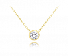 Decentní pozlacený stříbrný náhrdelník MINET s bílým zirkonem JMAS0096GN45