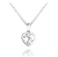 Stříbrný náhrdelník MINET SRDÍČKO s bílým zirkonem JMAD0015WN40