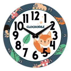 CLOCKODILE Dětské nástěnné hodiny modré s liškou CCT0031