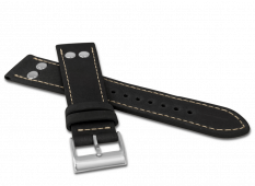 LAVVU Černý pilotní řemínek PILOT z luxusní kůže Top Grain LSUAB22 - 22 mm