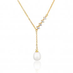 Stříbrný náhrdelník s perlou pozlacený SVLN0340XD2GP45