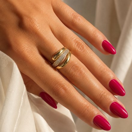 MINET Luxusní zlatý prsten s bílým zirkonem JMG0391WGR17