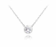 Decentní stříbrný náhrdelník MINET s bílým zirkonem JMAS0096SN45