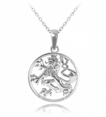 MINET Stříbrný náhrdelník ČESKÝ LEV JMAN0036LN50
