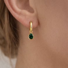 MINET Elegantní zlaté náušnice se zelemými zirkony JMG0269GGE00