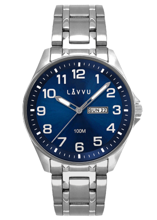 Ocelové pánské hodinky LAVVU BERGEN Blue se svítícími čísly LWM0141