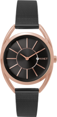 MINET Rose gold dámské hodinky ICON BLACK MESH MWL5096