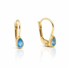 Zlaté náušnice s kapkovitým kamenem KLON-139