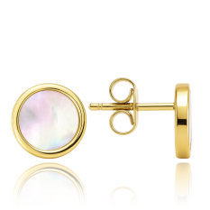 MINET Elegantní zlaté náušnice s bílou perletí JMG0304WGE00