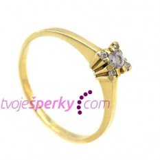 Zásnubní prsten žluté zlato se zirkony TORP-195