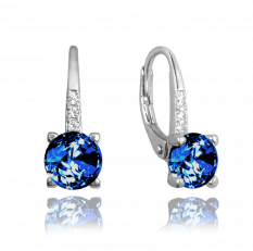 MINET Elegantní stříbrné náušnice s modrým zirkonem JMAS0150BE00