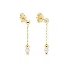 Zlaté visací náušnice s kuličkami KLON-090