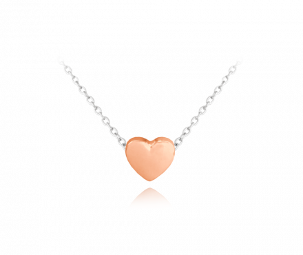 MINET Rose gold stříbrný náhrdelník LOVE se srdíčkem JMAN0234RN45
