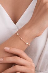 MINET Zlatý náramek z růžového zlata s kuličkami a perlami JMG0305WRB17