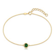 MINET Decentní zlatý náramek se zeleným zirkonem JMG0311GGB17