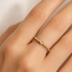 Elegantní zlatý prsten s jemným kuličkovým designem HELP-105Z58