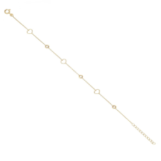 Zlatý náramek se srdíčky BA000498