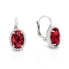 Náušnice z bílého zlata s rubínem EA001271