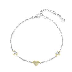 MOISS stříbrný náramek BICOLOR GOLD SRDCE B0000597