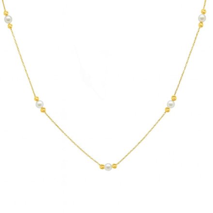 Jemný zlatý náhrdelník s perlou HELR-155