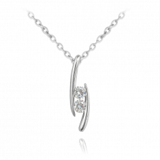 MINET Stříbrný náhrdelník s velkými zirkony JMAS0136SN45