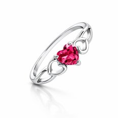 MINET Stříbrný prsten LOVE s červeným srdíčkovým zirkonem JMAS0181CR53