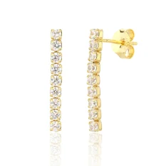 Pozlacené visací stříbrné náušnice se zirkony SVLE3353XJ6GO00