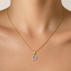MINET Elegantní zlatý přívěs kolečko s bílým zirkonem JMG0401WGP00