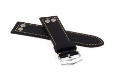 Prodloužený kožený černý řemínek se cvoky ZRC Black XL 7942401XL - 24 mm