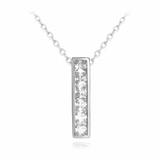 Třpytivý stříbrný náhrdelník MINET s velkými bílými zirkony JMAN0025SN45