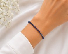 Zlatý náramek s lapisem lazuli na pružné gumičce 149118