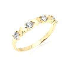 Jemný prsten ze žlutého zlata se srdíčky a zirkony KO-226812306/54