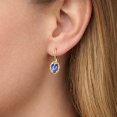 Elegantní zlaté náušnice s tanzanitem KO-236812453TA