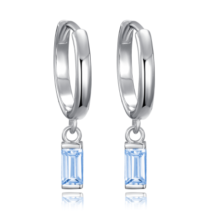 MINET Stříbrné náušnice kroužky s visícími modrými zirkony JMAS0243AE00