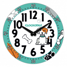 CLOCKODILE Dětské nástěnné hodiny modré s pejskem CCT0033