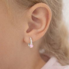 Dívčí náušnice z bílého zlata se zirkony KLON-126