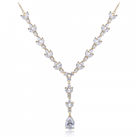 MINET Luxusní pozlacený stříbrný náhrdelník se zirkony JMAS0213GN45