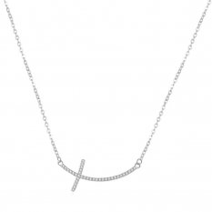 Stříbrný náhrdelník s křížkem naležato N0000336