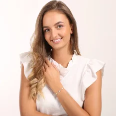 Pozlacený stříbrný náramek zdobený zirkony SVLB0547X75GO18