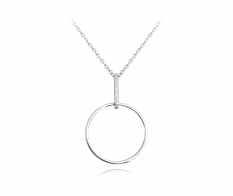 Kruhový stříbrný náhrdelník MINET s bílými zirkony JMAS0085SN45