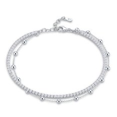 MINET Elegantní dvojitý stříbrný náramek s bílým zirkonem JMAS0332SB17