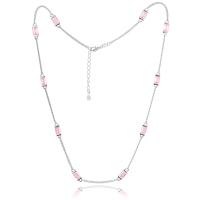 MINET Stříbrný náhrdelník s růžovými zirkony JMAS0243PN42