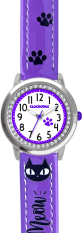 CLOCKODILE Fialové dívčí dětské hodinky KOČKY CWG5190