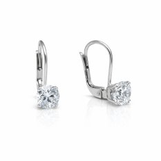 Náušnice z bílého zlata s kulatým čirým kamenem HELN-165B