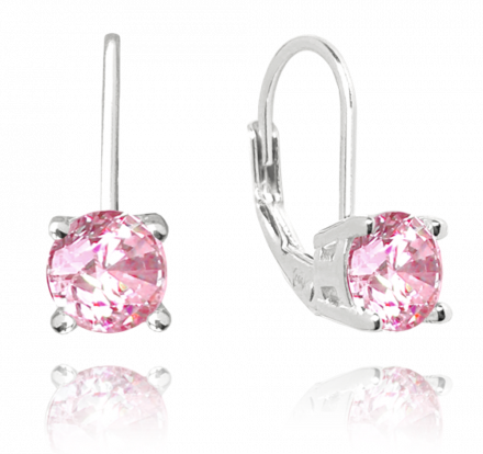 Stříbrné náušnice MINET s růžovým zirkonem JMAD0022PE00